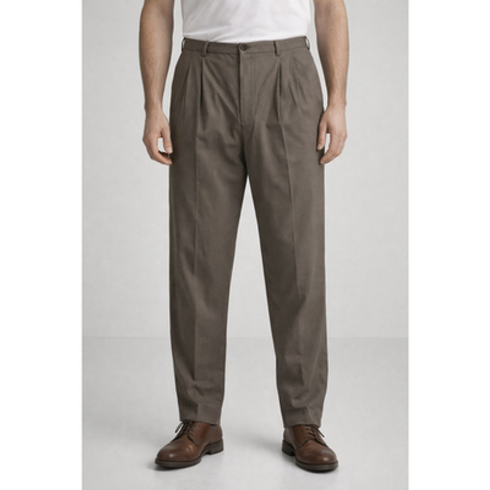 Lands End Army Green Pleated Wool Slacks Size 42R